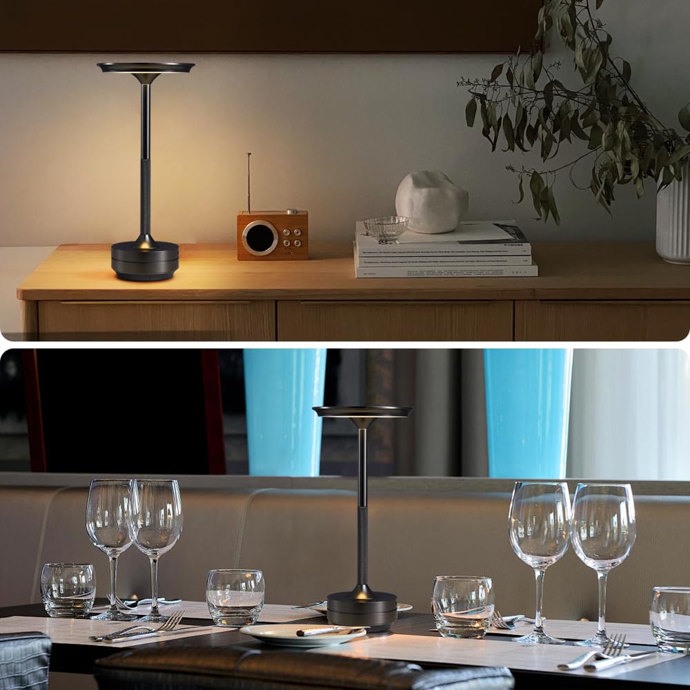 LED Cordless Table Lamps, Portable Rechargeable 5000mAh Outdoor Lighting, 3 Color Stepless Dimming Battery Powered Bedside Table Lamp,wireless Lamp For Bedroom/Living room/Camping/patio