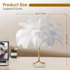Real Ostrich Feather Table Lamp with Plug in Wire Modern Feather Lamp 3-Light Bedside Table Lamp for Living Room, Bedroom and Office 24” Tall Feather Desk Lamp