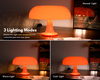  Mushroom Lamp, Dimmable Mushroom Table Lamp with 3 Lighting Modes, 70s Retro Lamp Mid Century Modern Lamp Mushroom Shaped Donut Lamp for Bedroom, Cool Home Decor Aesthetic Lamp