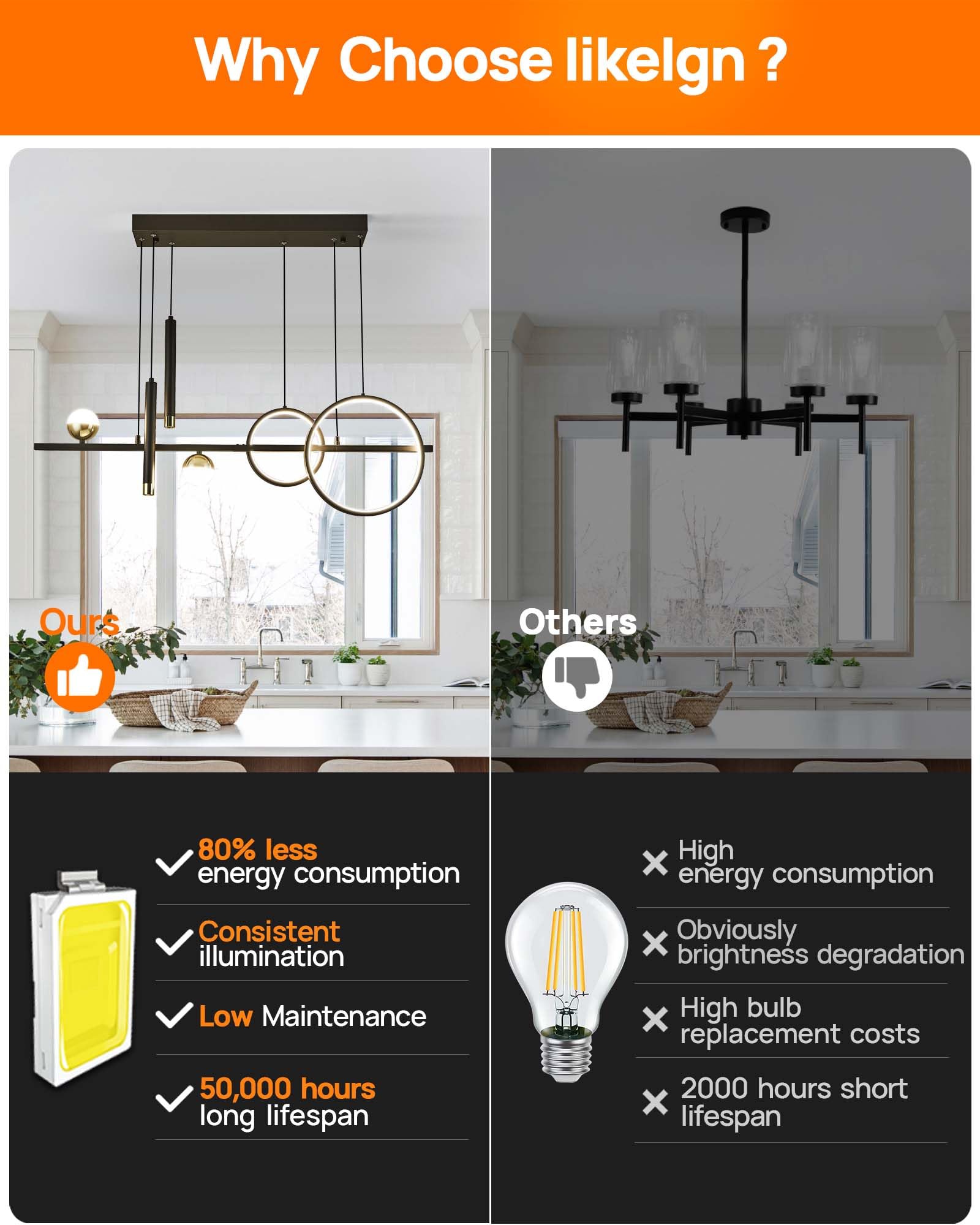 39" Modern Linear LED Chandelier, Dimmable LED Kitchen Island Pendant Light with Remote Control, Black and Gold Modern Chandelier for Dining Room