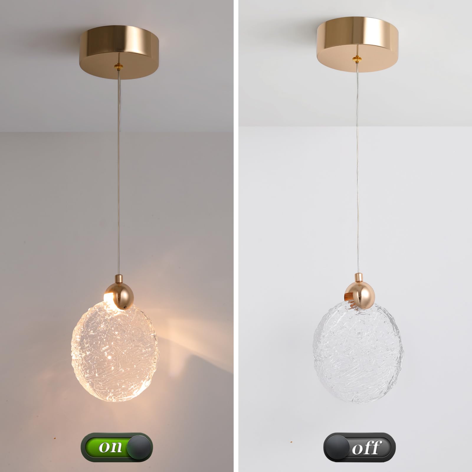 Crystal Pendant Lights for Kitchen Island, Gold Pendant Lights Kitchen Island with 3-Color Lights, Island Lights for Kitchen, Kitchen Island, Dining Room, Bedrooms 