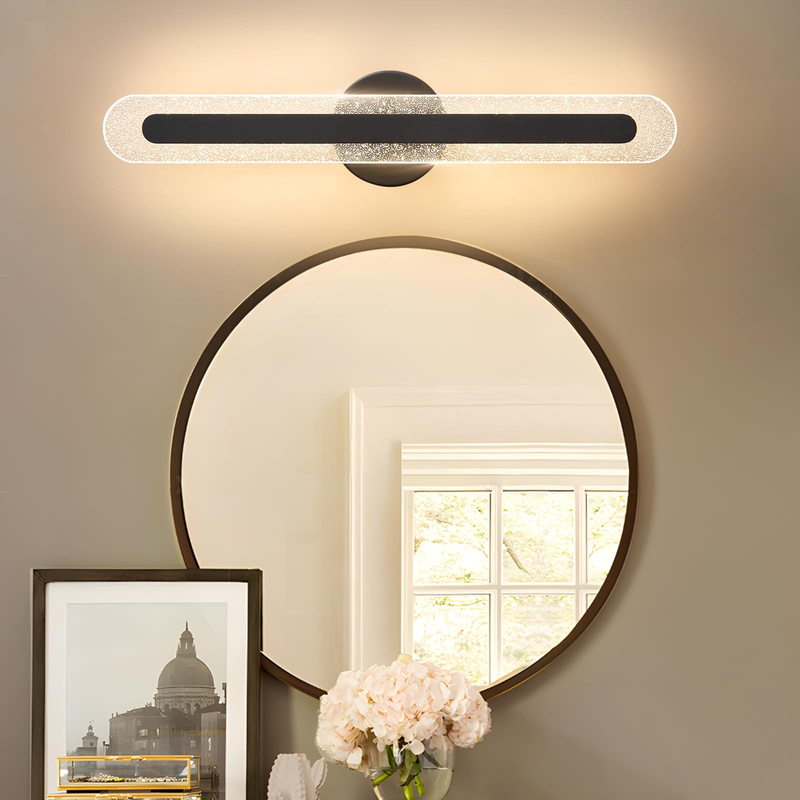 Modern Black Wall Scones Light 22.8Inch Wall Lamps with Remote Control Dimmable Color Temperature, Acrylic LED Vanity Lighting for Living Room Hallway Bathroom Bedroom Stairs