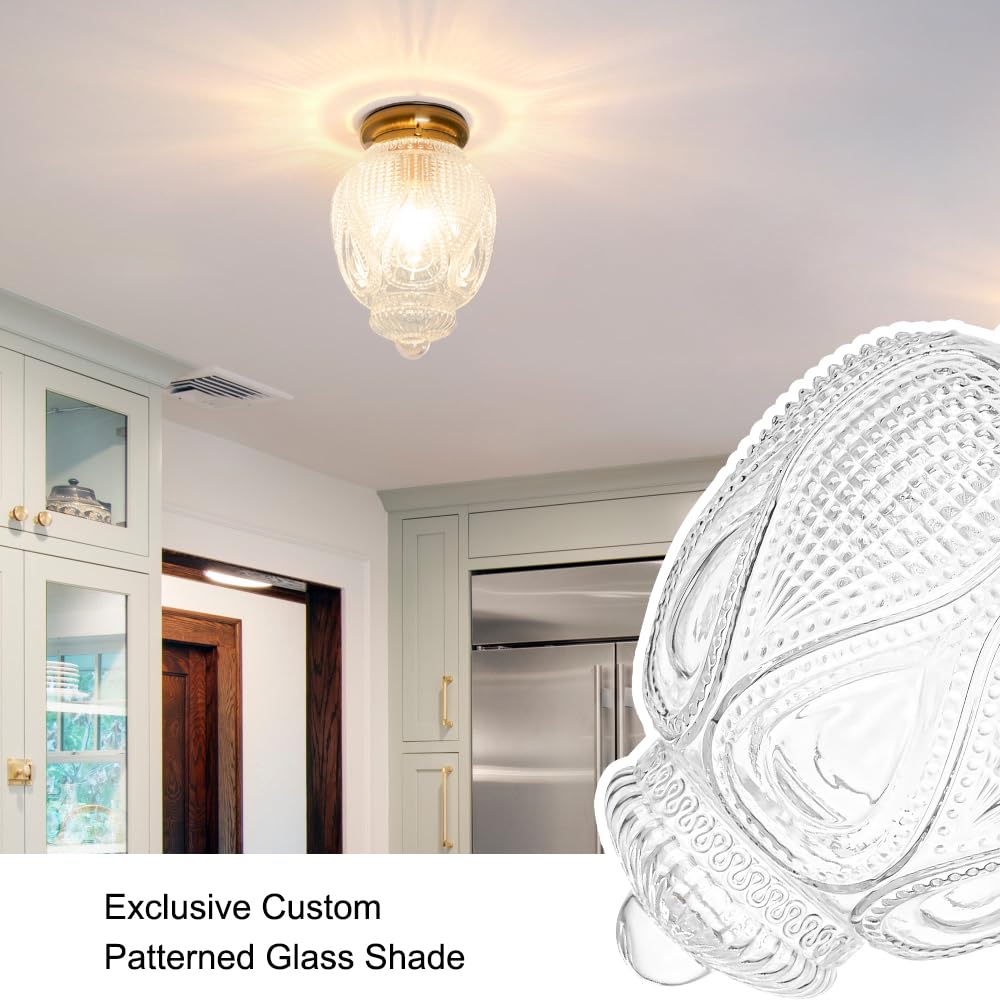 Flush Mount Ceiling Light, Black Hallway Lights Fixture Ceiling with Clear Glass, Vintage Ceiling Light Fixtures Flush Mount Globe Light, Light Fixture for Small Hallway Porch Corridor Bedroom