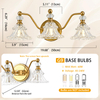 Vintage 3-Light Bathroom Vanity Light Fixture,Vintage Vanity Light with Crystal Glass Shade in Matte Antique Brass Finish,3-Light Retro Vanity Lighting for Bathroom