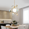 3D Planet Chandelier 7-Light Glass Pendant Lighting Gold Modern Round Hanging Lamp Fixtures with Colorful Glass Globe Shade Nordic Hanging Light