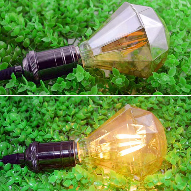 LED Vintage Diamond Shaped Light Bulb, Glass Nostalgic Amber Glow, 4W Tungsten Lamp, Warm Light 2200K LED Edison Light Bulbs for Living Room,Bedroom,Lamps,Night Light