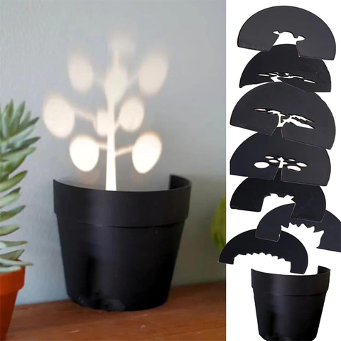  Light Projections Plant Pot Black Hole Projection Lamp with 7 Plant Accessories LED Glowing Potted Home Decor