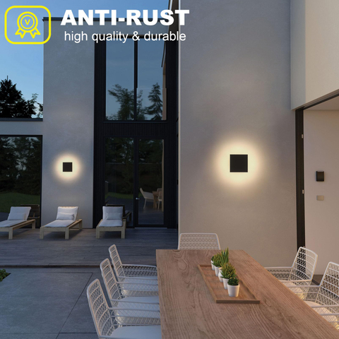  Outdoor LED Wall Light Modern Outdoor Porch Light Patio Light Outdoor Wall Sconce Aluminum Waterproof Porch Lights Indoor Outdoor Sconce Wall Lighting Warm White 3000K (Square) 