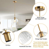 Modern Industrial Pendant Lights, Amber Glass Bell Shape Pendant Lights Kitchen Island with Matte Finished Metal Pendant Light Fixtures 