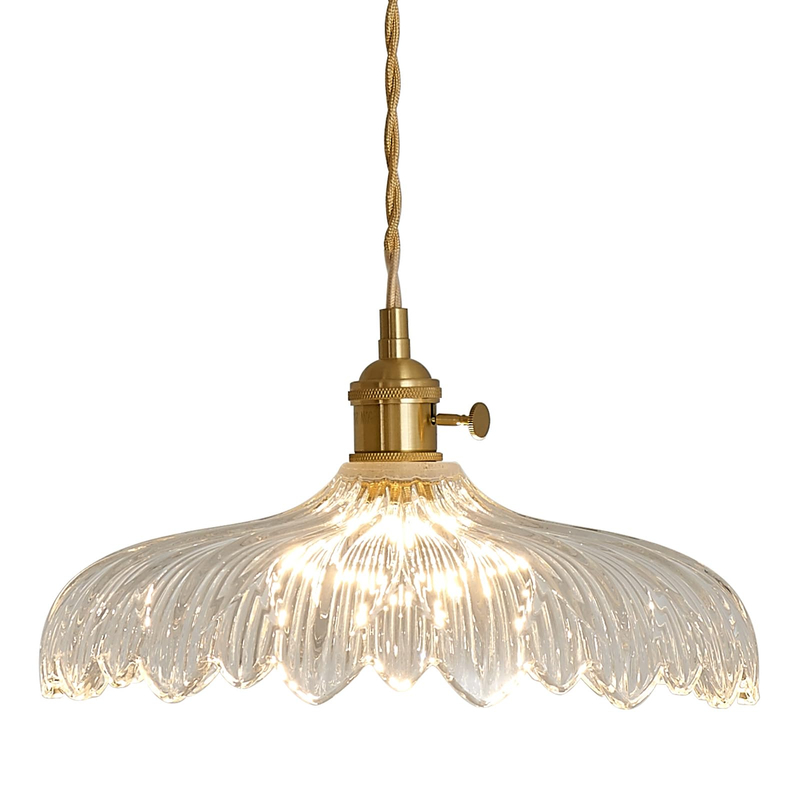 Hanging Lamp,9.8 Inch Pendant Lights Kitchen Island Golden Light Cord Pendant Light Flower Lampshade Vintage Pendant Light Farmhouse Pendant Light Fixtures 