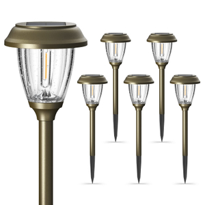 Solar Lights Outdoor 10/25 LM LED with 2 Lighting Modes, Solar Garden Lights Glass and Metal, IP65 Waterproof Solar Powered for Yard Pathway Walkway Driveway Patio
