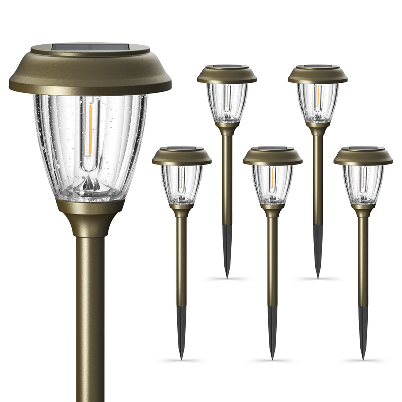 Solar Lights Outdoor 10/25 LM LED with 2 Lighting Modes, Solar Garden Lights Glass and Metal, IP65 Waterproof Solar Powered for Yard Pathway Walkway Driveway Patio