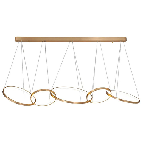 Luxurious Chandelier, Modern Minimalism Circle Rings Led Pendant Light Dining Room Lustre Gold Hanging Lamp Led Indoor Lighting D500+400+400+300+300MM 3000K Brass Metal