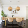 15.8" Rattan Pendant Light Kitchen Island, Boho Lights Fixture Wicker Dining Room Lighting Farmhouse Hand-Woven Chandeliers Weaving Hanging Ceiling Lighting for Restaurant Living Room Foyer 