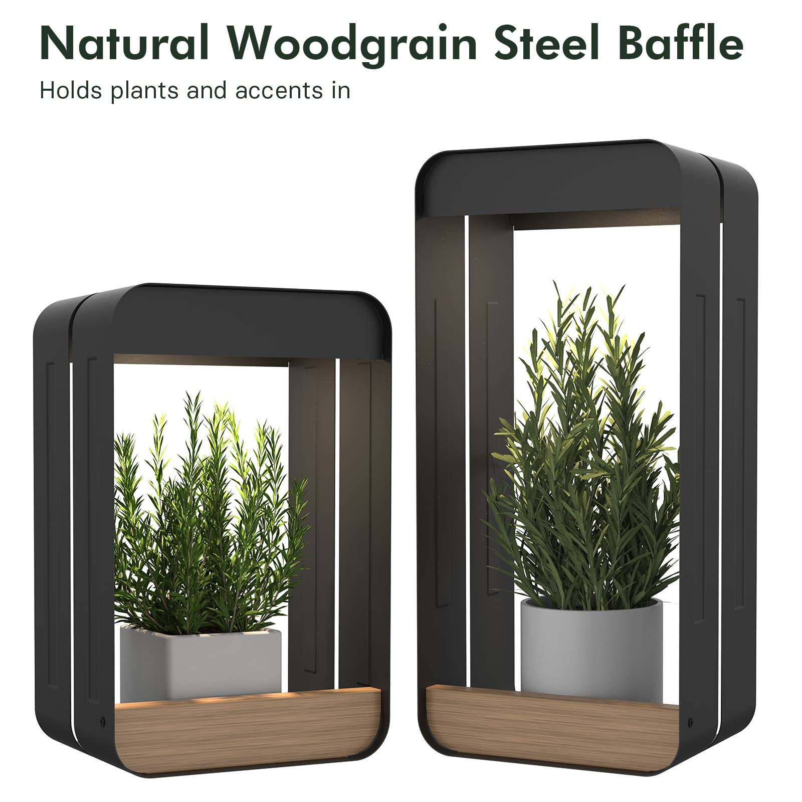 Grand Patio Outdoor LED Solar Power Wall Sconce Shelf Planter, Waterproof Decor Wall Lamp Light with Woodgrain Design for Porch, Patio. Solar Energy, Black