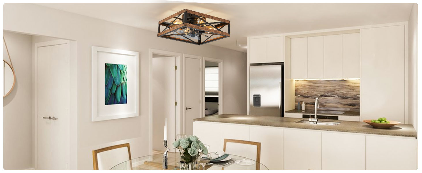 Caged Low Profile Ceiling Fans with Lights and Remote (10)