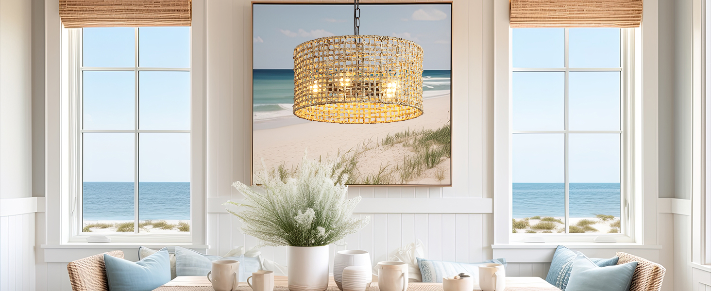Rattan Dining Room Light fixtures (1)