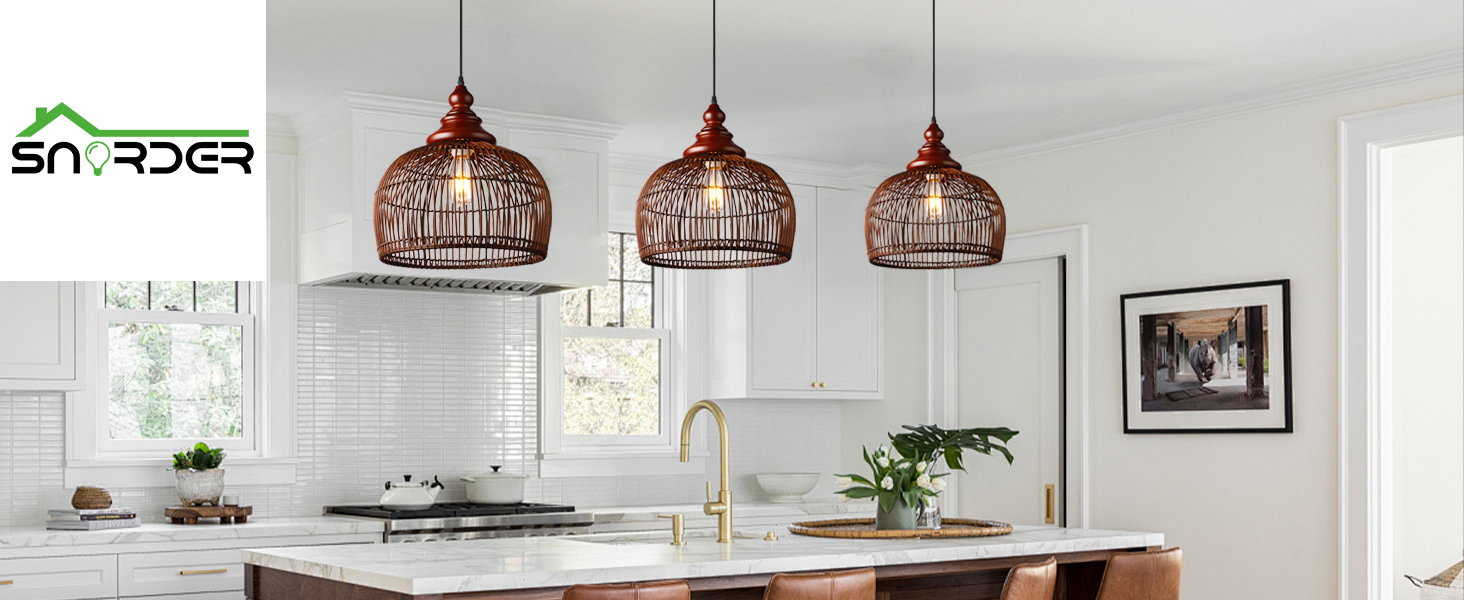 Rattan Pendant Light Kitchen Island (1)