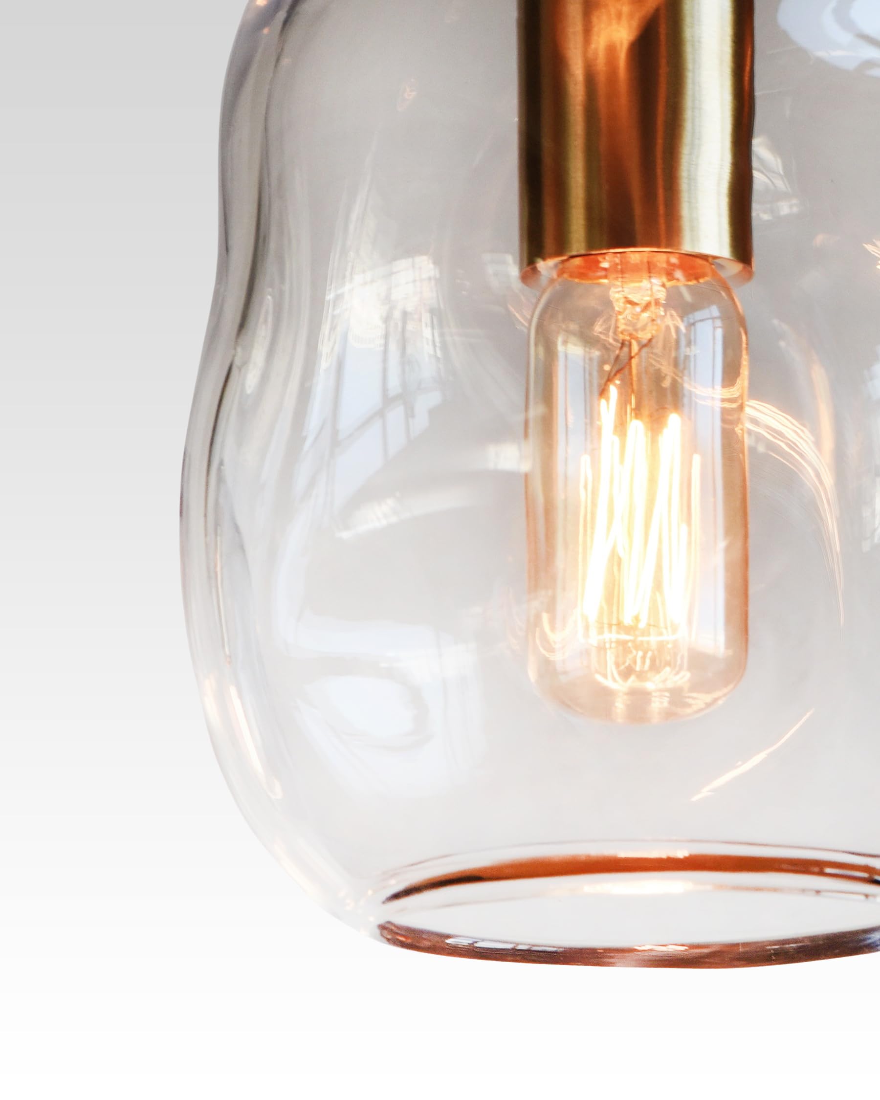 Pendant Lights Kitchen Island Modern Clear Glass Organic Globe Gold Kit Ceiling Hanging Light Fixtures Bar Counter Porch Patio Over Sink Dining RoomTable 7.6 Inch Height 