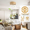 20 Inch Boho Caged Ceiling Fans with Lights Flush Mount, Layered Rattan Ceiling Fan with Light Remote Control with Reversible 6 Speeds for Bedroom, Nursery, Living Room, E12 Base, Indoor 