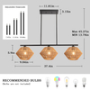3-Light Rattan Chandeliers for Dining Room, Boho Light Fixture with Hand-Worked Woven Cage Lampshade, Farmhouse Kitchen Island Lighting Fixtures for Dining Room, Living Room 