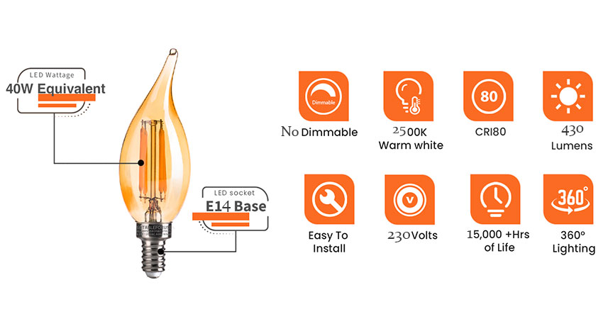 LED Bulb Dimmable, Candelabra LED Bulb (2)