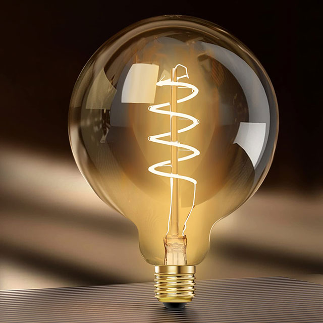 Spiral LED Edison Bulbs E27 Screw, Non Flicker, 4W Retro Filament LED Vintage Light Bulbs, Soft Warm White 2200K,Amber Glass, 40 Watts Equivalent, Amber Tungsten Lamp