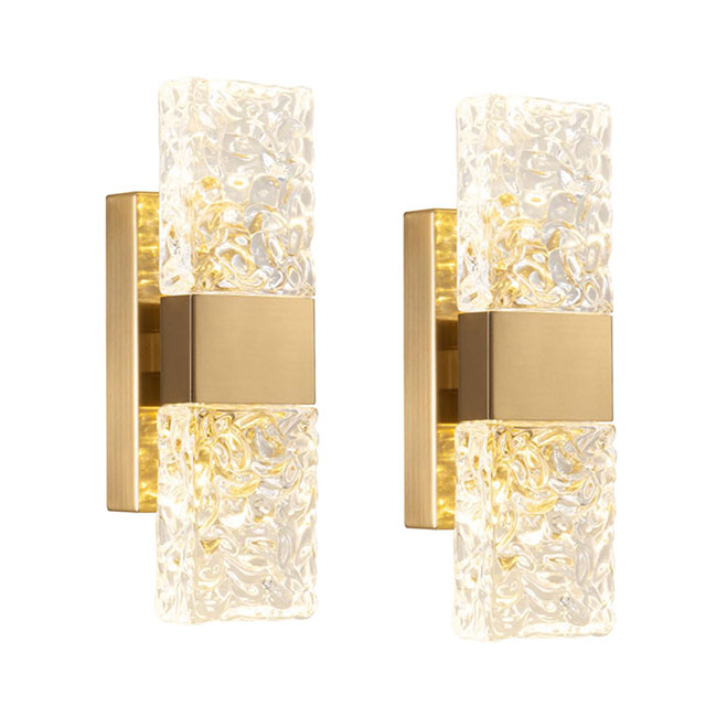 Modern Crystal LED Wall Light, Water Ripple Design Wall Lamp, Gold Wall Sconce, Up and Down Wall Light, Bathroom Vanity Light, Crystal Lamp for Living Room, Bedroom, Bedside