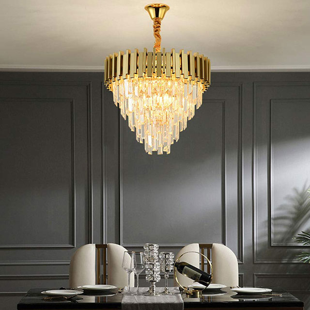 Modern Gold Crystal Chandelier Crystal Pendant Chandeliers, Crystal Hanging Lighting for Dining Room Living Room Entryway Foyer Crystal Ceiling Pendant Light 400Mm 600Mm 800Mm