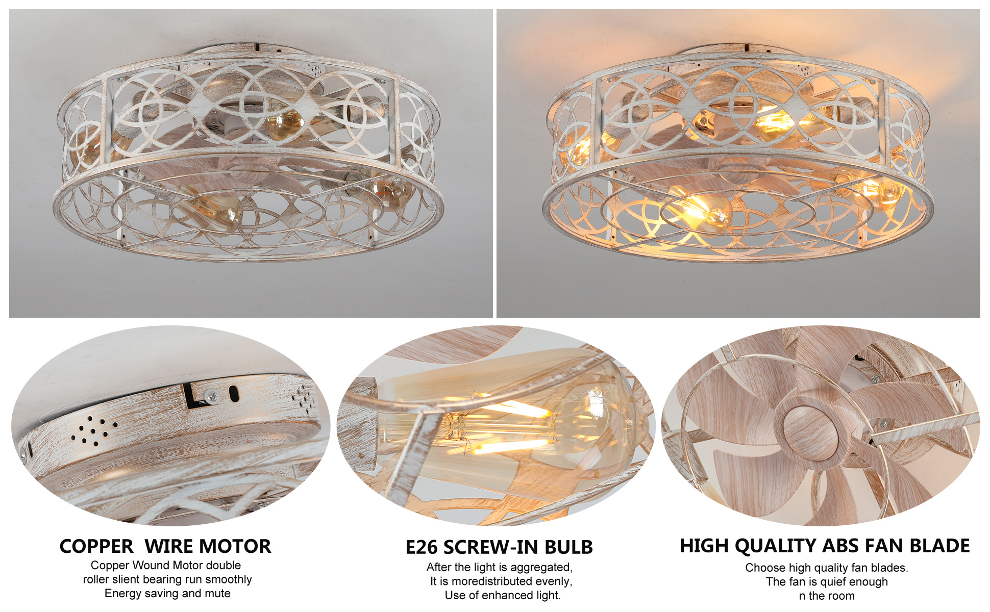 20Caged Ceiling Fans with Lights Remote Control Industrial Low Profile Flush Mount Ceiling Fan (4)