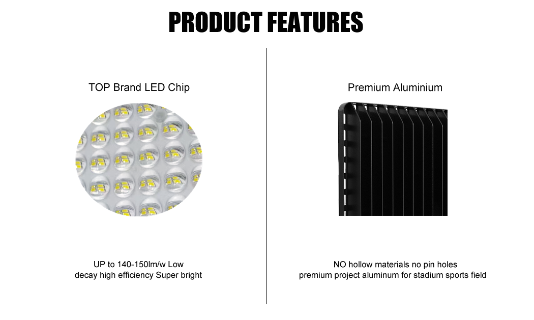 2. High-efficiency and high-lumen LED chips, high-quality aluminum, China-made modern floodlights in North America, 3000K 4000K 5000K 5700K 6500K can be selected