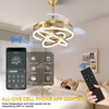 Retractable Ceiling Fan, 42 Inch Chandelier Ceiling Fan with Light, Modern Fandelier Ceiling Fan for Bedroom Living Room Dinning Room, Reverse Motor, 3 Color, 6 Wind Speed