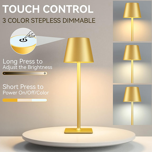 Gold Table Lamps Rechargeable, Cordless Lamp with 26000mAh Battery Operated,Wireless Lamp for Restaurant Home Dinner Dining Kitchen Outdoor Patio,Waterproof & Portable IP44
