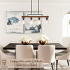 Farmhouse Dining Room Light Fixture, 4-Light Wood Kitchen Island Lighting, Industrial Chandeliers for Dining Room Over Table Black Pendant Light with Seeded Glass Shade for Bar Restaurant 