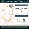Modern Chandelier, 6/12 Lights Sputnik Chandelier Mid Century Chandelier with Milk Glass Shade Large Ceiling Pendant Light Fixture for Living Dining Room Foyer Bedroom