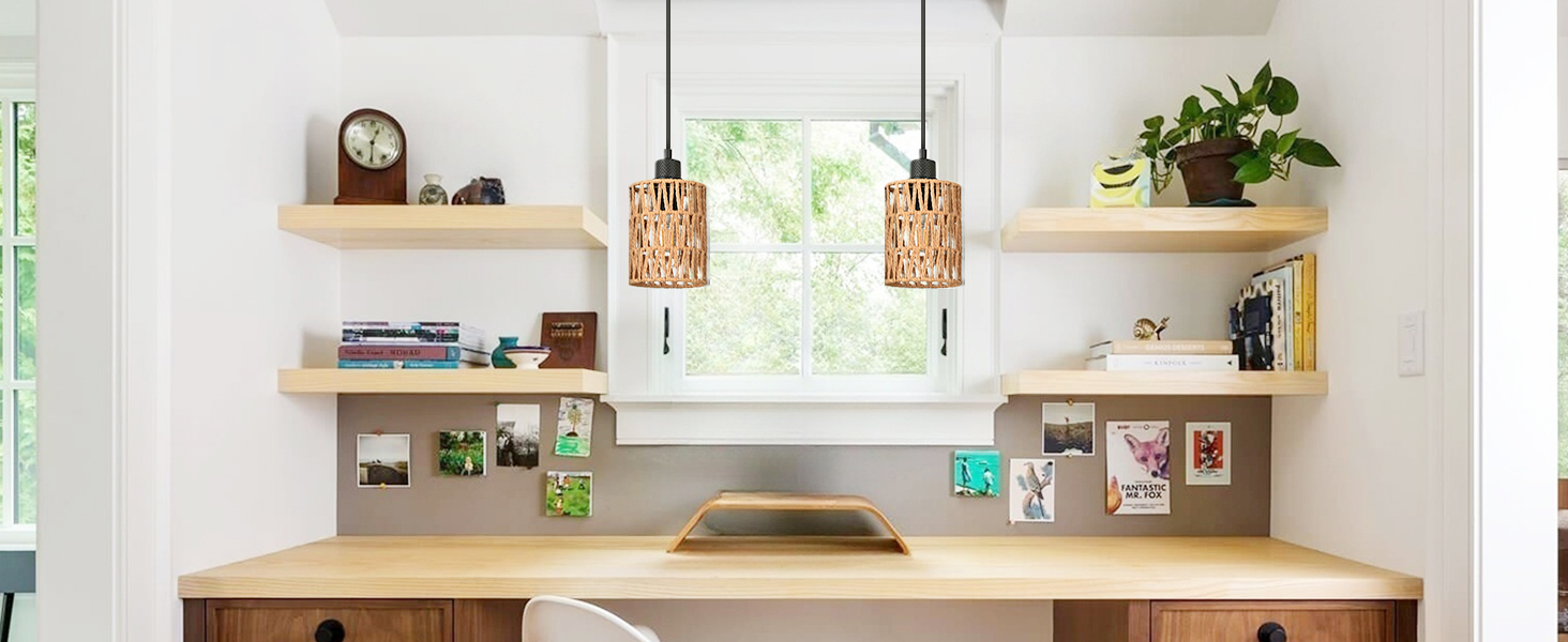 Boho Rattan Pendant Light for Kitchen Island (5)
