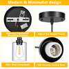 Hanging Pendant Lighting Fixtures, Adjustable Black Hanging Ceiling Lamp with Clear Glass Shade, Modern Pendant Light for Kitchen Island, Dining Room, Bedroom, Hallway 