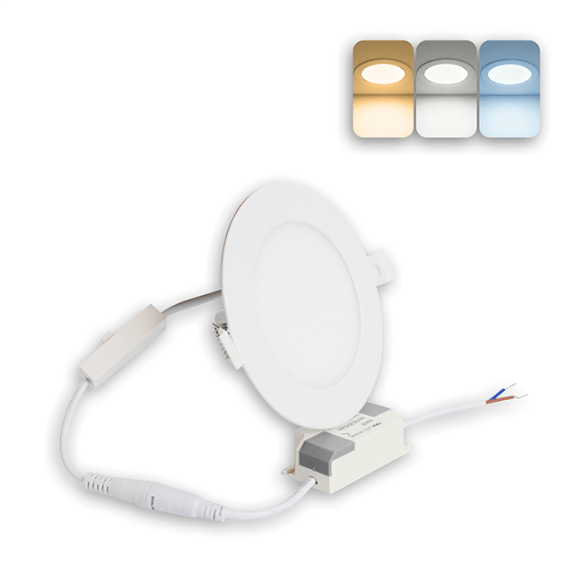 6W 3CCT Recessed LED Panel Light with CCT Switch | &Oslash;120mm