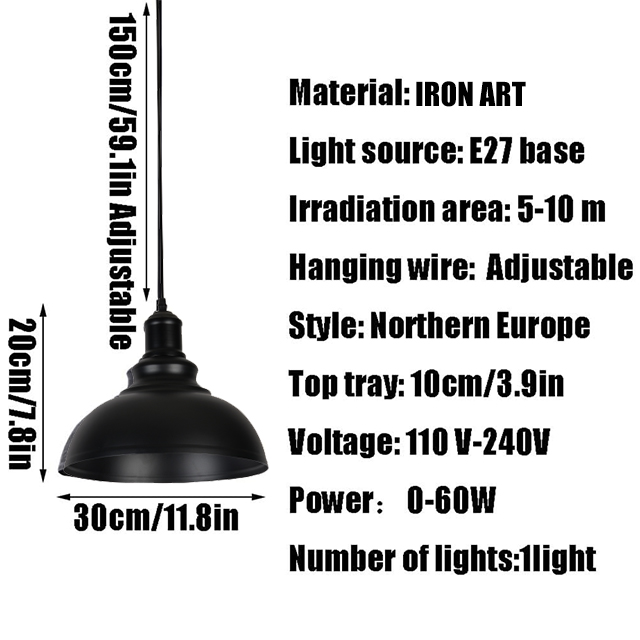 BLACK 2 SIZELED PENDANT LIGHT HOUSING WHOLESALE