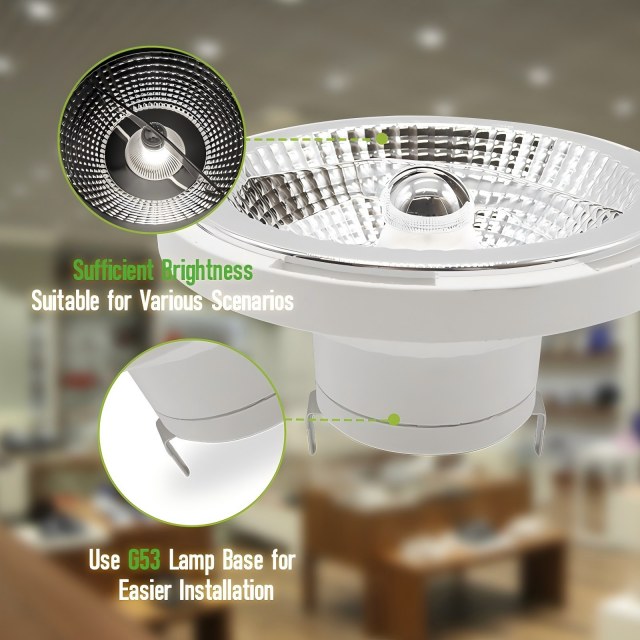 LED Bulb AR111 G53 12W AC/DC 12V LED Spotlight Not Dimmable Neutral White 4000K 45 Degree Beam Angle