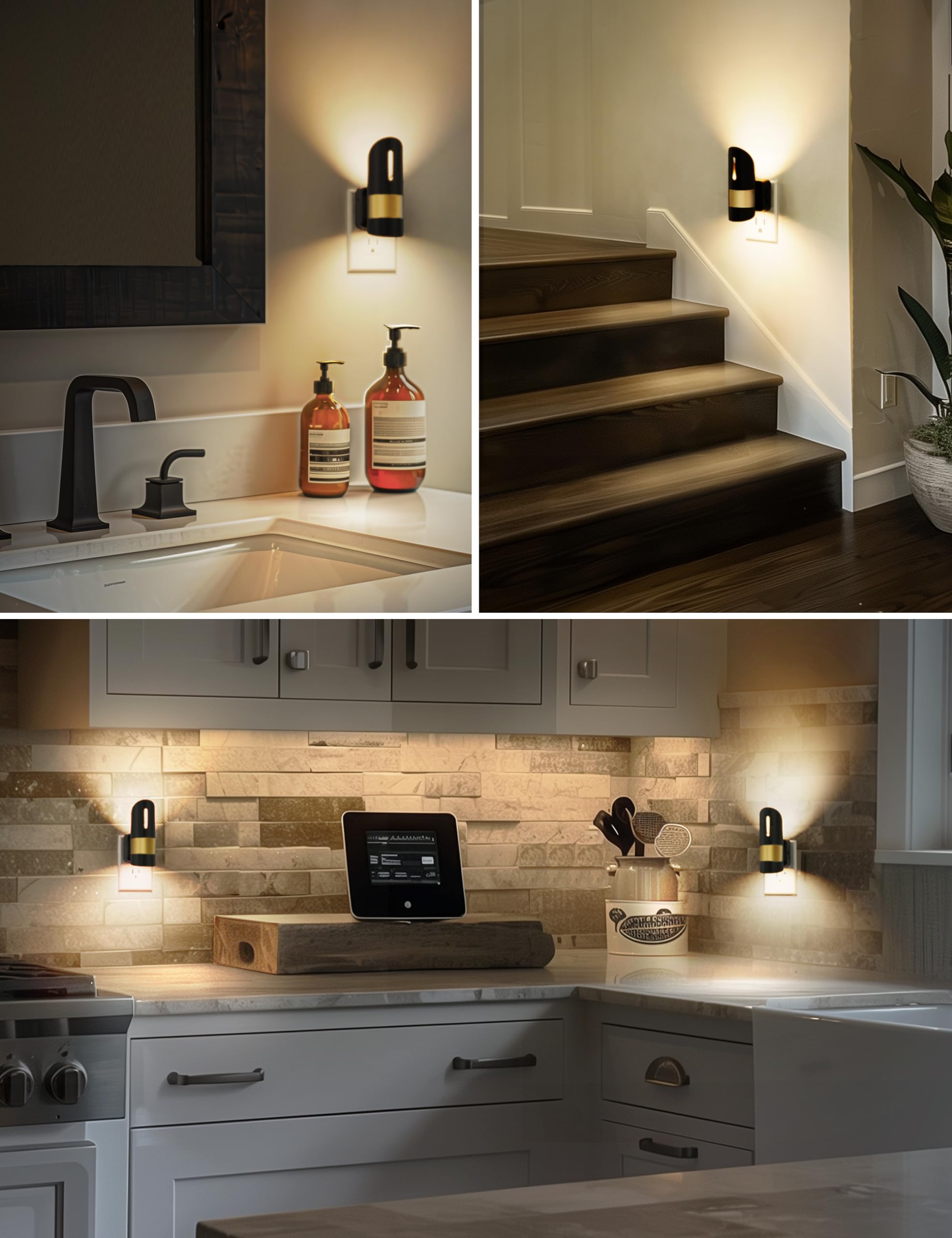 LED Night Light,Night Lights Plug into Wall ,Adjustable Brightness,Dusk to Dawn Sensor,3000K Soft White,Decorative Night Light for Home Bedroom Bathroom Hallway Living Room