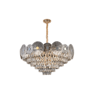 High Quality Electroplated Iron Led Gold Modern Glass Crystal Chandelier