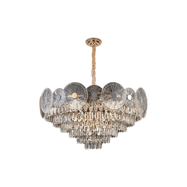 High Quality Electroplated Iron Led Gold Modern Glass Crystal Chandelier