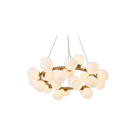 Milky White Glass LED Ring Pendant 25 Round Bulbs G9 Head