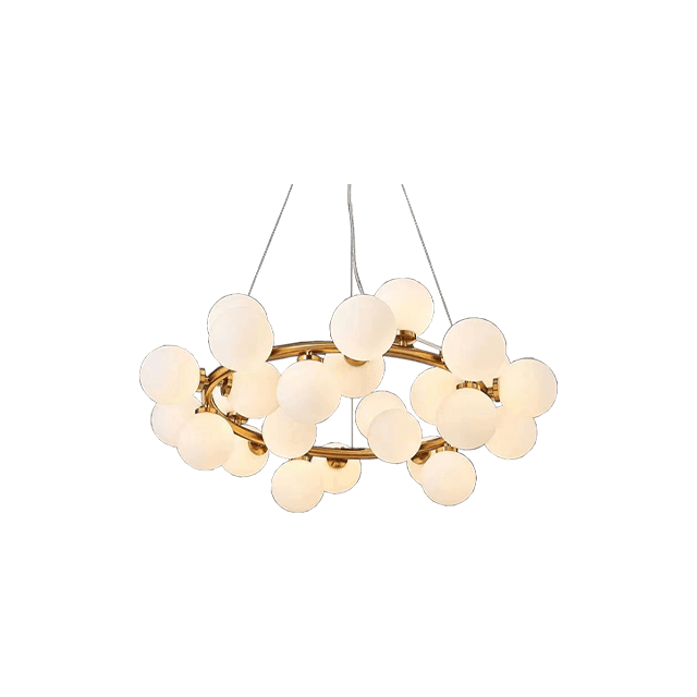Milky White Glass LED Ring Pendant 25 Round Bulbs G9 Head