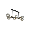 Iron Khao Lacquered Black Led Modern Pendant Light 6 Round Bulbs