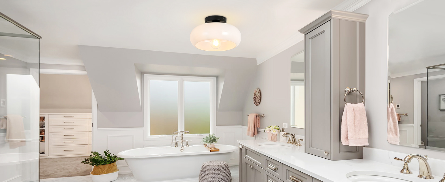 Mid-Century Modern Gold Semi Flush Mount Ceiling Light (5)