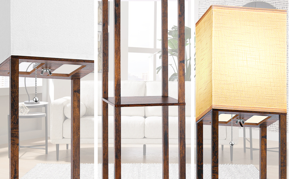 Floor Lamp with Shelves for Living Room (2)