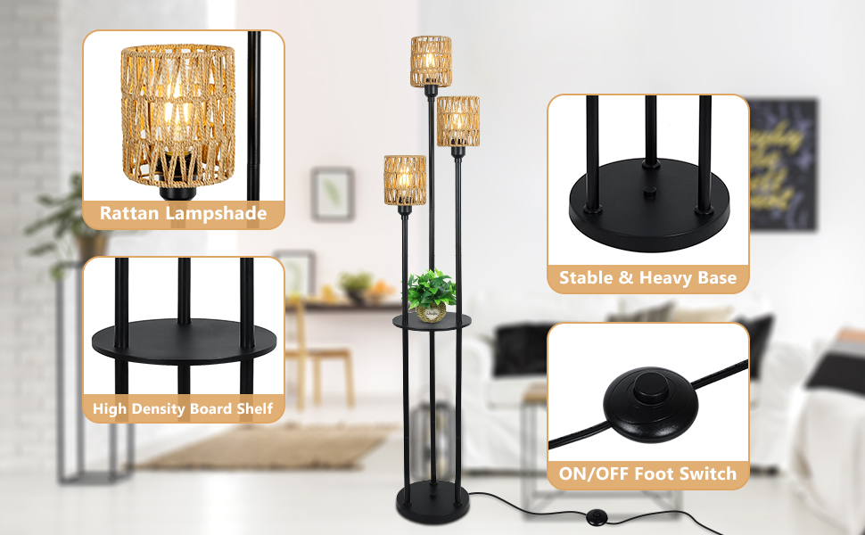 Boho Floor Lamp with Shelves (6)