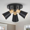 Industrial Flush Mount Ceiling Light Fixture, 3-Lights Multi-Directional Rotating Ceiling Lamp, Metal Black Kitchen Light Fixtures Ceiling Mount, Vintage Bedroom Ceiling Lights